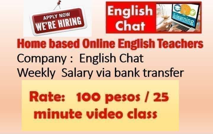 FILIPINO HOME BASED ONLINE ENGLISH TEACHER (residing in the Philippines)