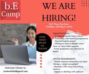 BASIC ENGLISH CAMP is looking for ESL Teachers!