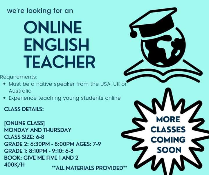 Looking for an English teacher to take over my online classes.