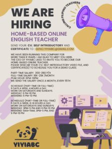 Home-based online teachers wanted in Philippines